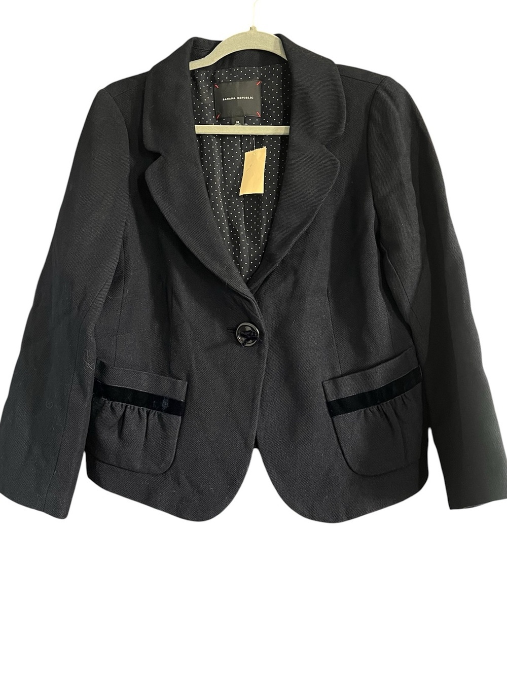 NWT Banana Republic Y2K Wool Silk Velvet Blazer Navy size 14 Academia Preppy